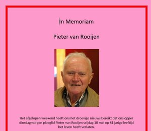 In Memoriam: Pieter van Rooijen